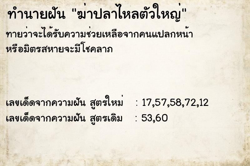 ทำนายฝันฆ่าปลาไหลตัวใหญ่ ทำนายฝันทำนายฝันฆ่าปลาไหลตัวใหญ่