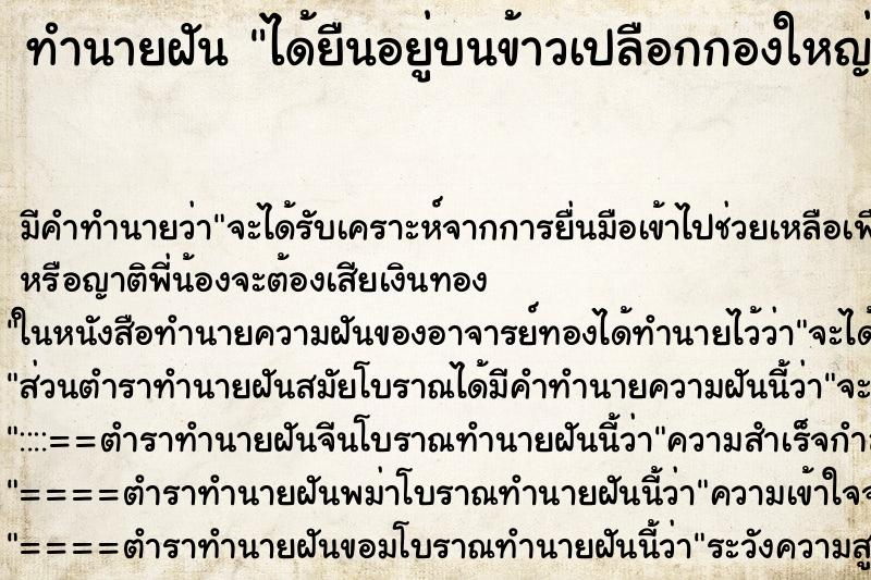 ทำนายฝัน ได้ยืนอยู่บนข้าวเปลือกกองใหญ่