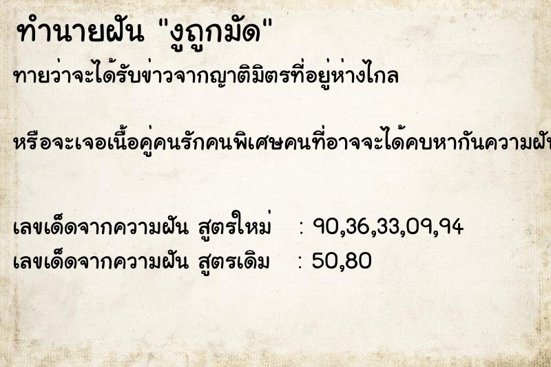 ทำนายฝันงูถูกมัด ทำนายฝันทำนายฝันงูถูกมัด