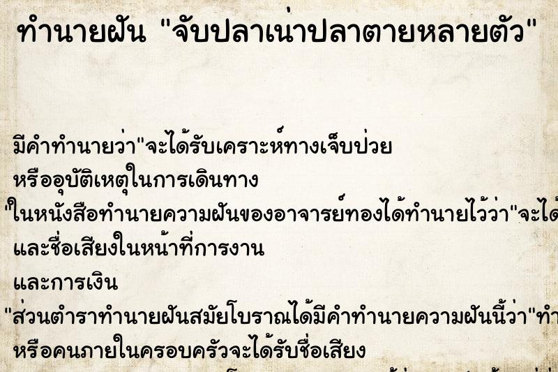 ทำนายฝัน จับปลาเน่าปลาตายหลายตัว ตำราโบราณ แม่นที่สุดในโลก