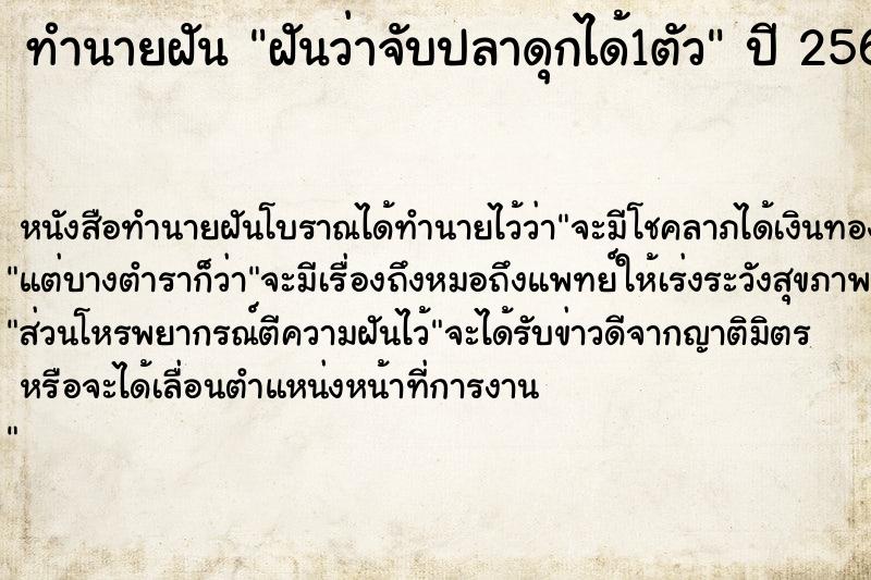 ทำนายฝัน ฝันว่าจับปลาดุกได้1ตัว