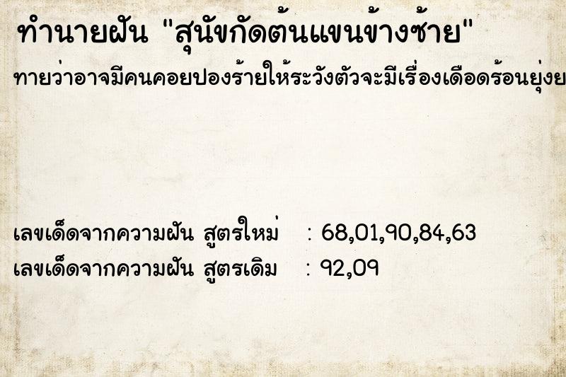 ทำนายฝันสุนัขกัดต้นแขนข้างซ้าย ทำนายฝันทำนายฝันสุนัขกัดต้นแขนข้างซ้าย