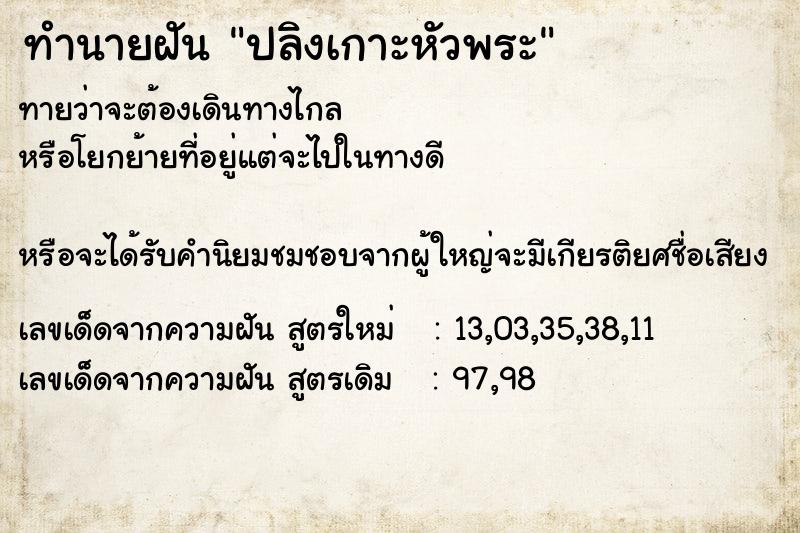 ทำนายฝันทำนายฝันปลิงเกาะหัวพระ