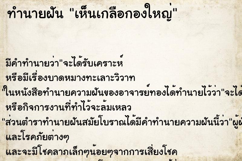 ทำนายฝัน เห็นเกลือกองใหญ่ ตำราโบราณ แม่นที่สุดในโลก