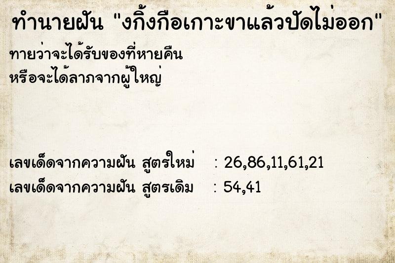 ทำนายฝันทำนายฝันงกิ้งกือเกาะขาแล้วปัดไม่ออก