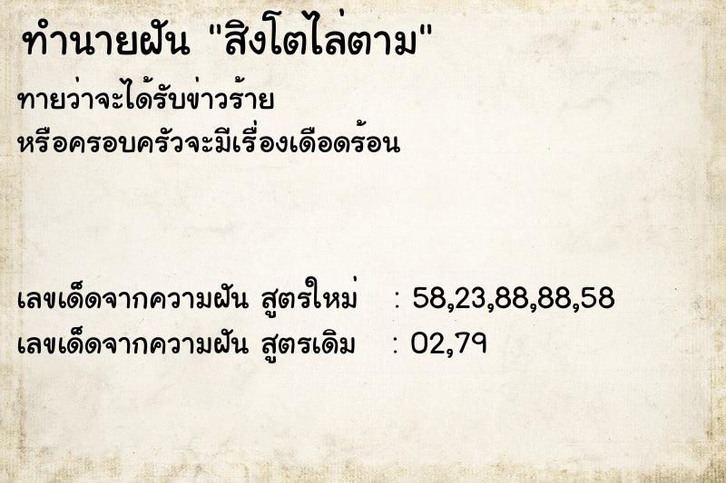 ทำนายฝันทำนายฝันสิงโตไล่ตาม