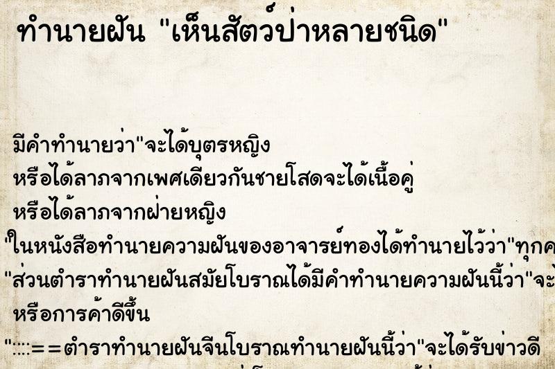 ทำนายฝัน เห็นสัตว์ป่าหลายชนิด