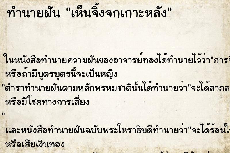 ทำนายฝัน เห็นจิ้งจกเกาะหลัง ทำนายฝัน เห็นจิ้งจกเกาะหลัง