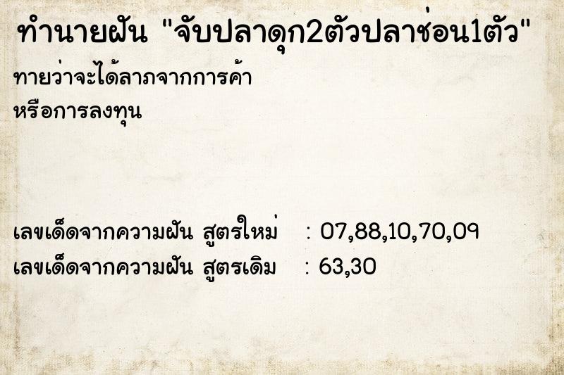 ทำนายฝันจับปลาดุก2ตัวปลาช่อน1ตัว ทำนายฝันทำนายฝันจับปลาดุก2ตัวปลาช่อน1ตัว