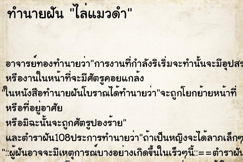 ทำนายฝันทำนายฝันไล่แมวดำ