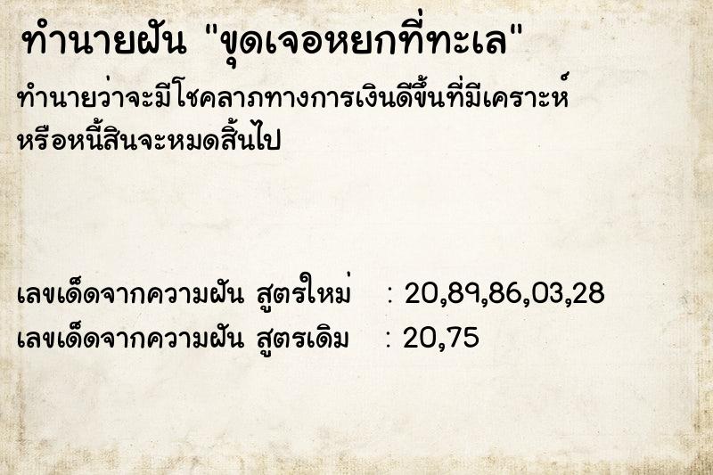 ทำนายฝันขุดเจอหยกที่ทะเล ทำนายฝันทำนายฝันขุดเจอหยกที่ทะเล