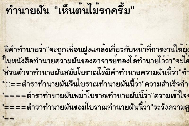 ทำนายฝัน เห็นต้นไม้รกครึ้ม ทำนายฝัน เห็นต้นไม้รกครึ้ม