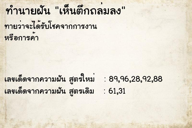 ทำนายฝันทำนายฝันเห็นตึกถล่มลง