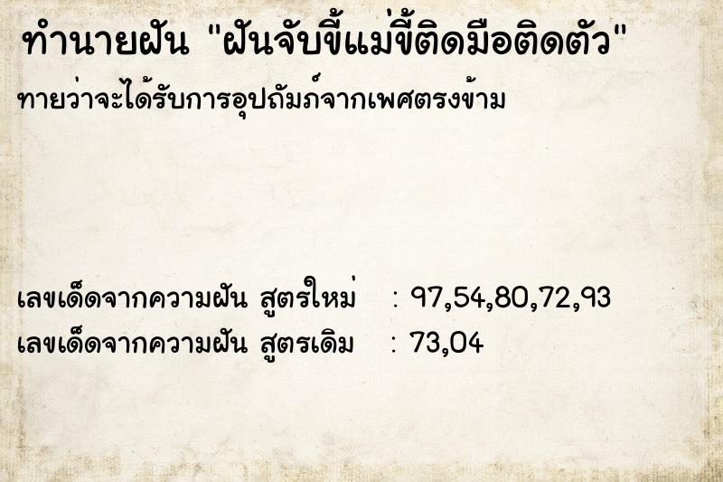 ทำนายฝันทำนายฝันฝันจับขี้แม่ขี้ติดมือติดตัว