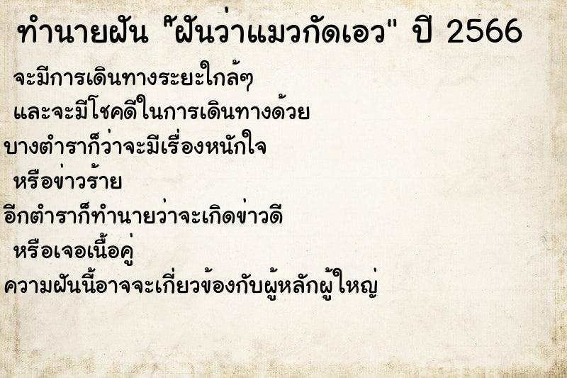 ทำนายฝันทำนายฝันัฝันว่าแมวกัดเอว