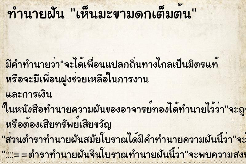 ทำนายฝัน เห็นมะขามดกเต็มต้น