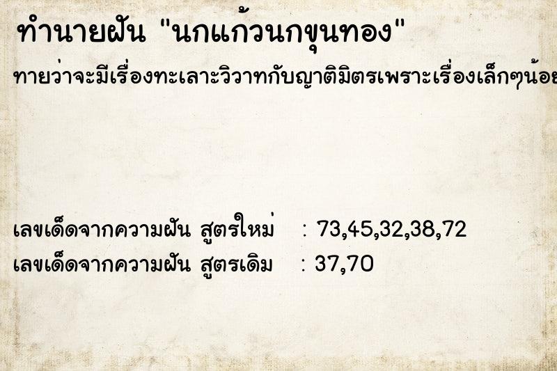 ทำนายฝันนกแก้วนกขุนทอง ทำนายฝันทำนายฝันนกแก้วนกขุนทอง