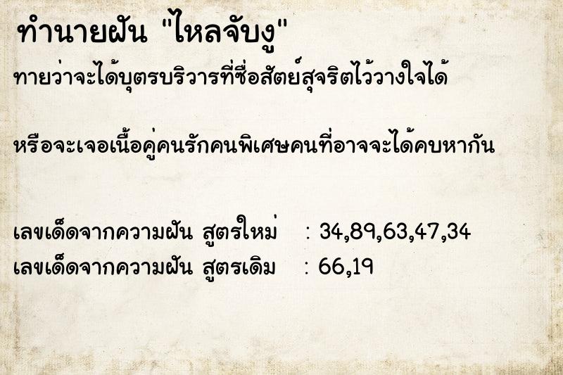 ทำนายฝันทำนายฝันไหลจับงู