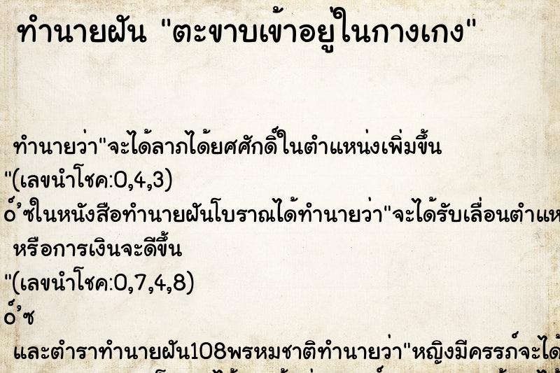 ทำนายฝัน ตะขาบเข้าอยู่ในกางเกง ทำนายฝัน ตะขาบเข้าอยู่ในกางเกง