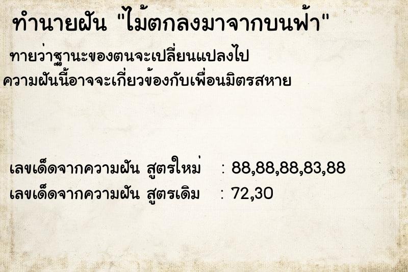 ทำนายฝันทำนายฝันไม้ตกลงมาจากบนฟ้า