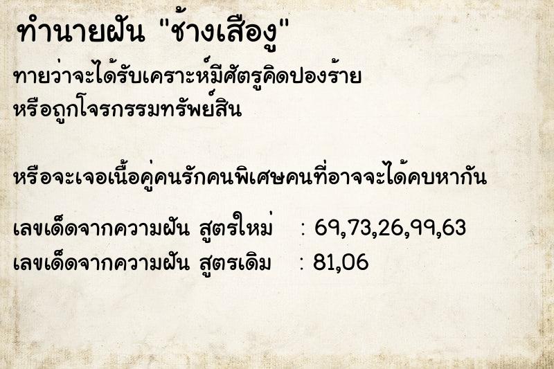 ทำนายฝัน ช้างเสืองู ทำนายฝัน ช้างเสืองู