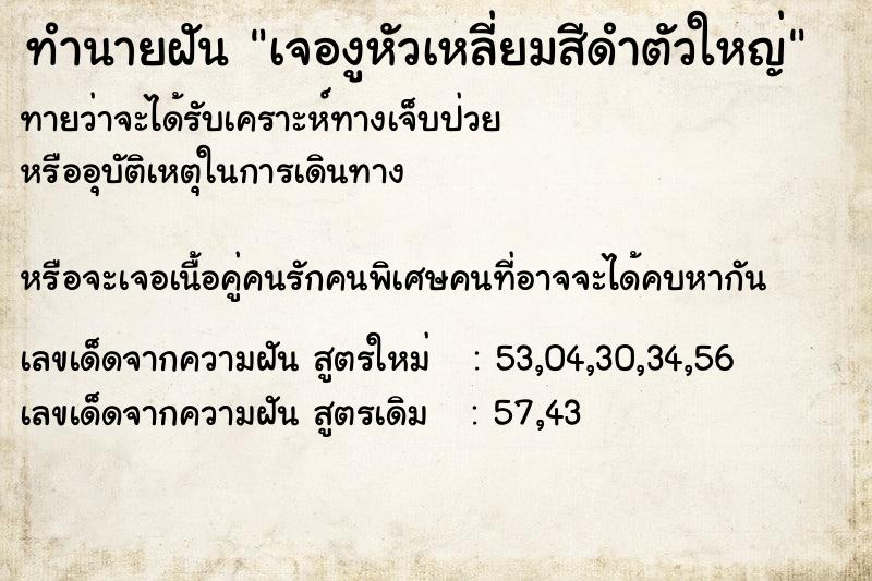 ทำนายฝันเจองูหัวเหลี่ยมสีดำตัวใหญ่ ทำนายฝันทำนายฝันเจองูหัวเหลี่ยมสีดำตัวใหญ่