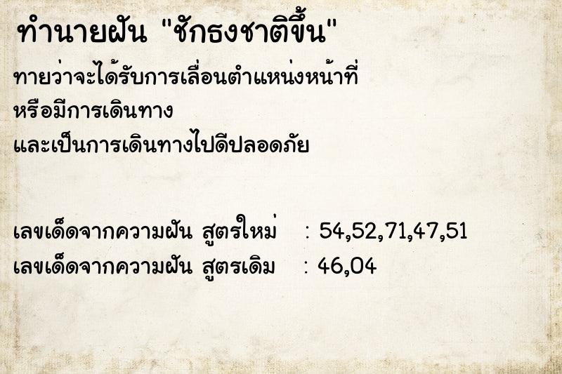 ทำนายฝันชักธงชาติขึ้น ทำนายฝันทำนายฝันชักธงชาติขึ้น