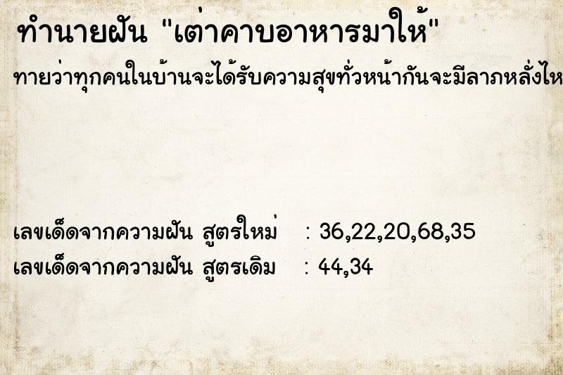ทำนายฝันเต่าคาบอาหารมาให้ ทำนายฝันทำนายฝันเต่าคาบอาหารมาให้