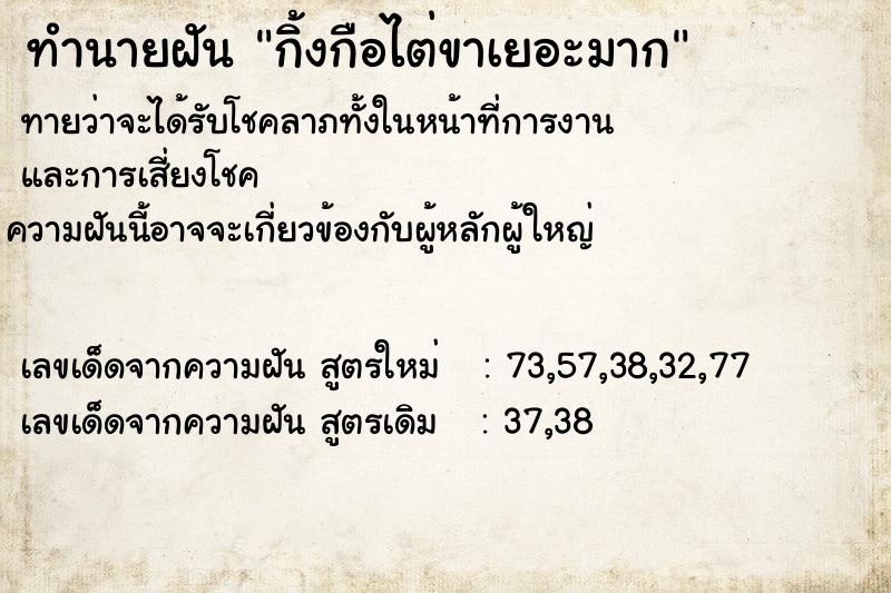 ทำนายฝันกิ้งกือไต่ขาเยอะมาก ทำนายฝันทำนายฝันกิ้งกือไต่ขาเยอะมาก