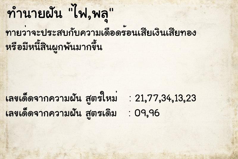 ทำนายฝันไฟ,พลุ ทำนายฝันทำนายฝันไฟ,พลุ