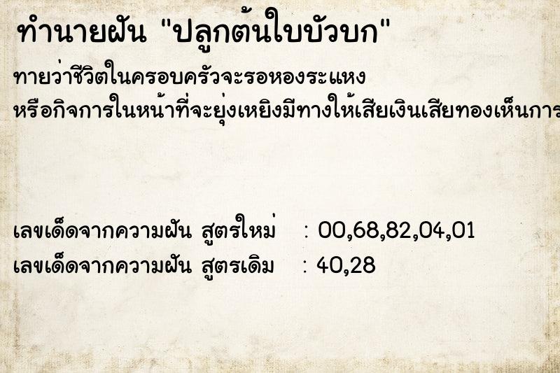 ทำนายฝัน ปลูกต้นใบบัวบก