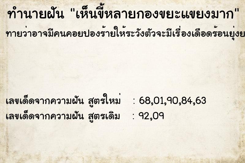 ทำนายฝันเห็นขี้หลายกองขยะแขยงมาก ทำนายฝันทำนายฝันเห็นขี้หลายกองขยะแขยงมาก