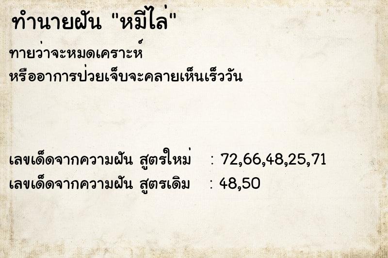 ทำนายฝัน หมีไล่ ทำนายฝัน หมีไล่