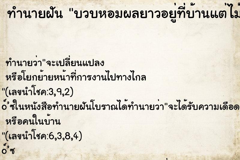 ทำนายฝันบวบหอมผลยาวอยู่ที่บ้านแต่ไม้ได้เก็บเอา ทำนายฝันทำนายฝันบวบหอมผลยาวอยู่ที่บ้านแต่ไม้ได้เก็บเอา