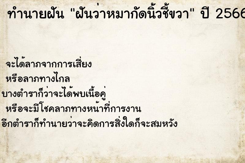 ทำนายฝัน ฝันว่าหมากัดนิ้วชี้ขวา ทำนายฝัน ฝันว่าหมากัดนิ้วชี้ขวา