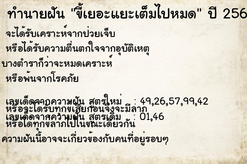 ทำนายฝัน ขี้เยอะแยะเต็มไปหมด ทำนายฝัน ขี้เยอะแยะเต็มไปหมด