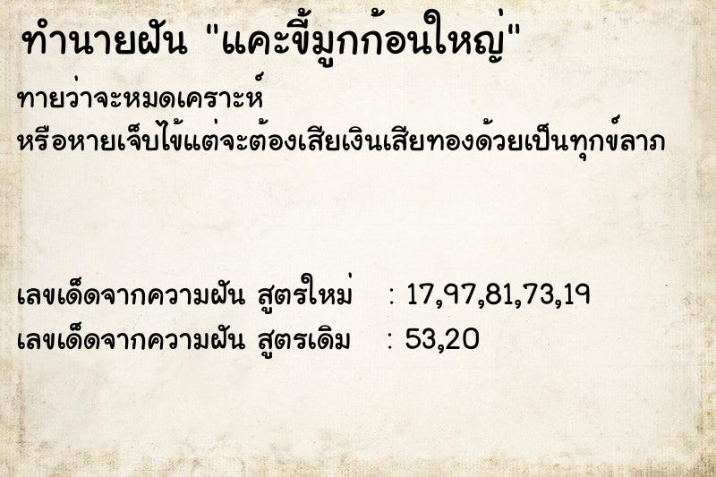 ทำนายฝัน แคะขี้มูกก้อนใหญ่