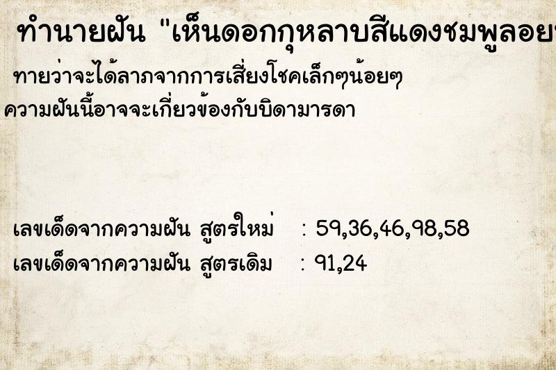 ทำนายฝันเห็นดอกกุหลาบสีแดงชมพูลอยน้ำ ทำนายฝันทำนายฝันเห็นดอกกุหลาบสีแดงชมพูลอยน้ำ