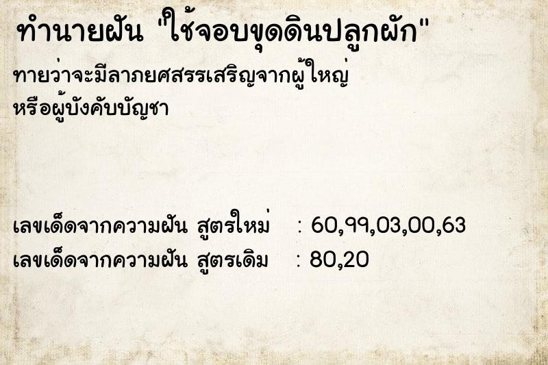 ทำนายฝันทำนายฝันใช้จอบขุดดินปลูกผัก