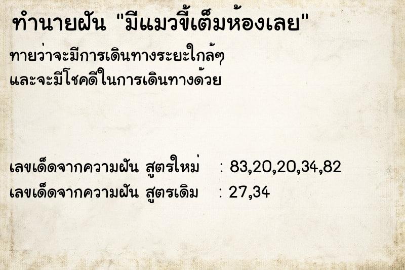 ทำนายฝันทำนายฝันมีแมวขี้เต็มห้องเลย
