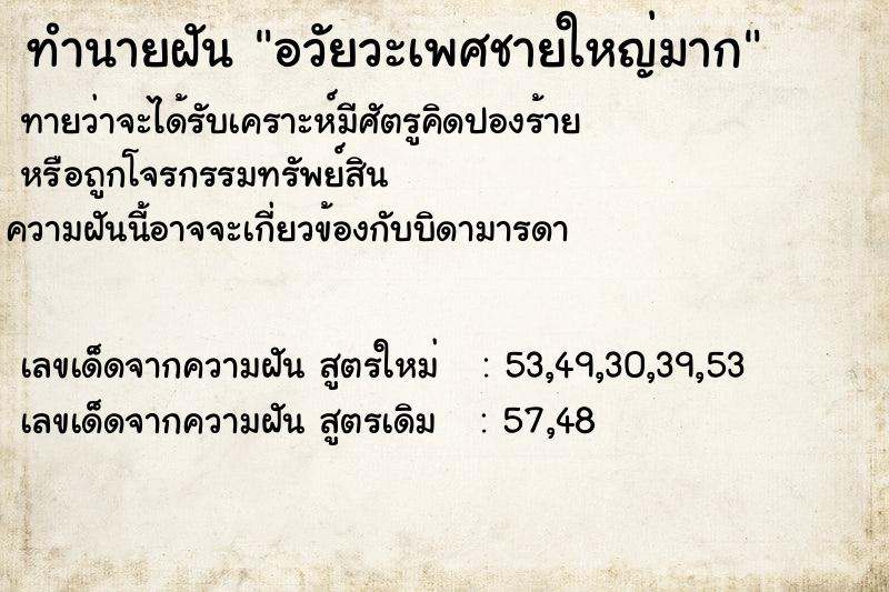 ทำนายฝัน อวัยวะเพศชายใหญ่มาก