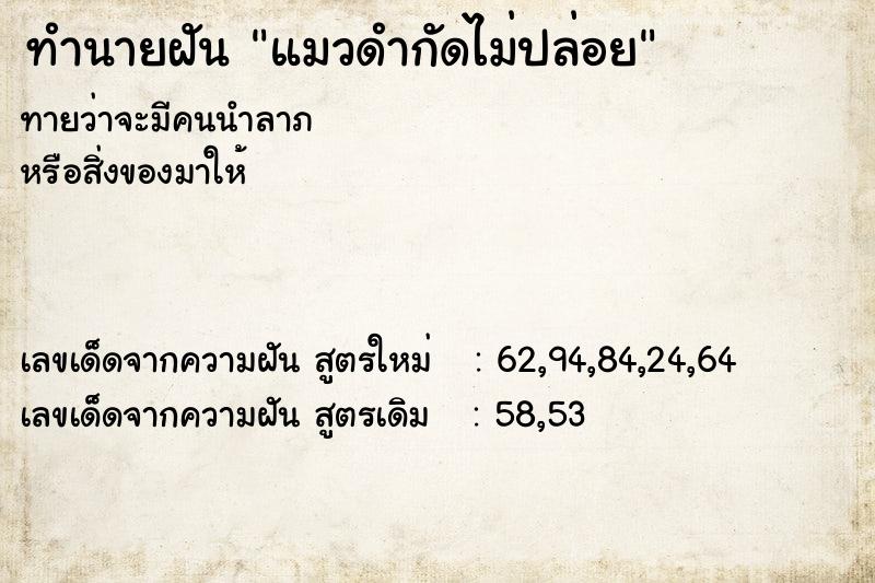 ทำนายฝันแมวดำกัดไม่ปล่อย ทำนายฝันทำนายฝันแมวดำกัดไม่ปล่อย