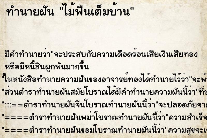 ทำนายฝันไม้ฟืนเต็มบ้าน ทำนายฝันทำนายฝันไม้ฟืนเต็มบ้าน