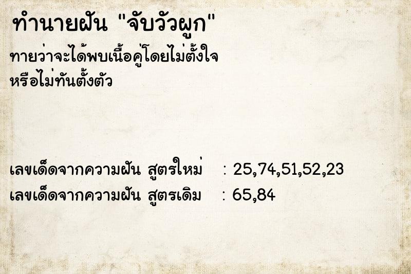 ทำนายฝันทำนายฝันจับวัวผูก