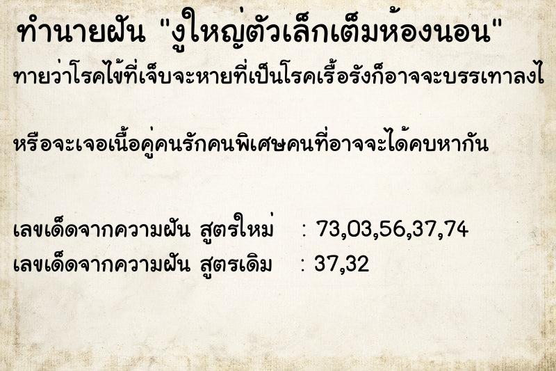 ทำนายฝันทำนายฝันงูใหญ่ตัวเล็กเต็มห้องนอน