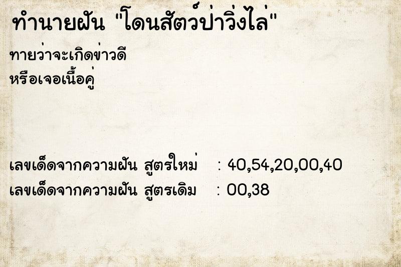 ทำนายฝันทำนายฝันโดนสัตว์ป่าวิ่งไล่