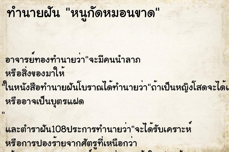 ทำนายฝัน หนูกัดหมอนขาด