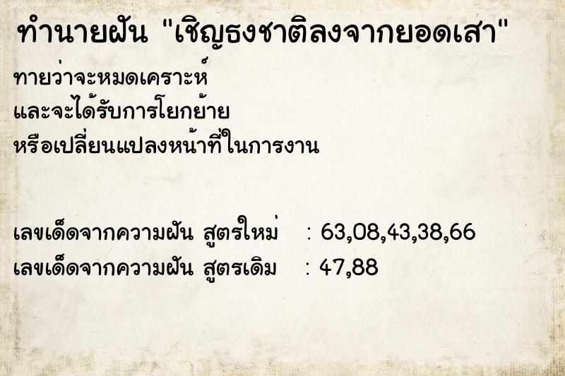 ทำนายฝันทำนายฝันเชิญธงชาติลงจากยอดเสา
