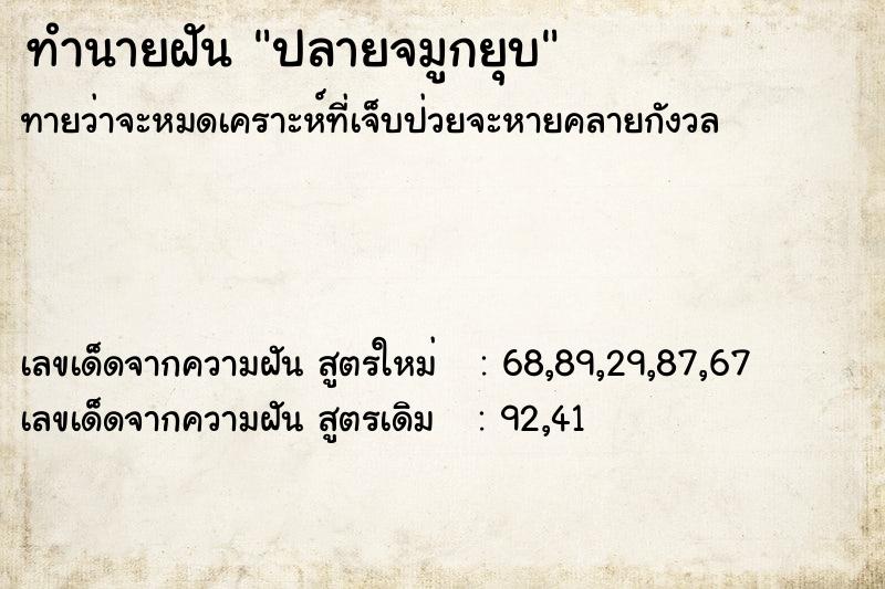 ทำนายฝันปลายจมูกยุบ ทำนายฝันทำนายฝันปลายจมูกยุบ