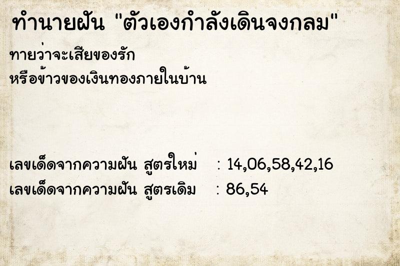 ทำนายฝันทำนายฝันตัวเองกำลังเดินจงกลม